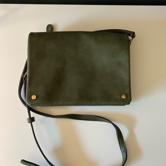 Street Level Demi Fold Over Vegan Leather Crossbody Bag in Olive Green - Picture 4 of 12